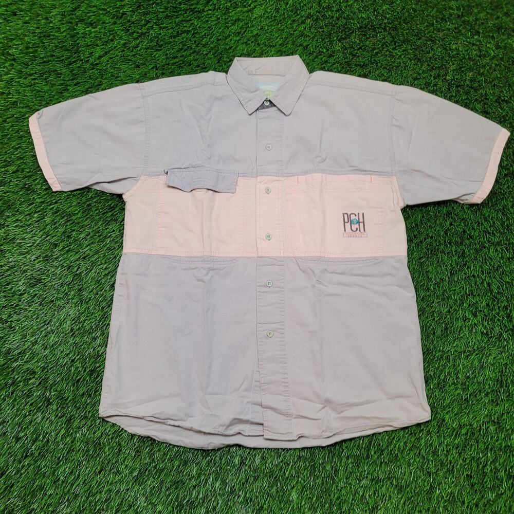 VTG 90s PCH Pacific Coast Highway Boxy Fit Color Block Shirt Mens M Oversized